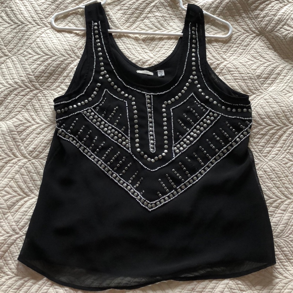 Urban Outfitters Ecote Embellished Black Tank Top
